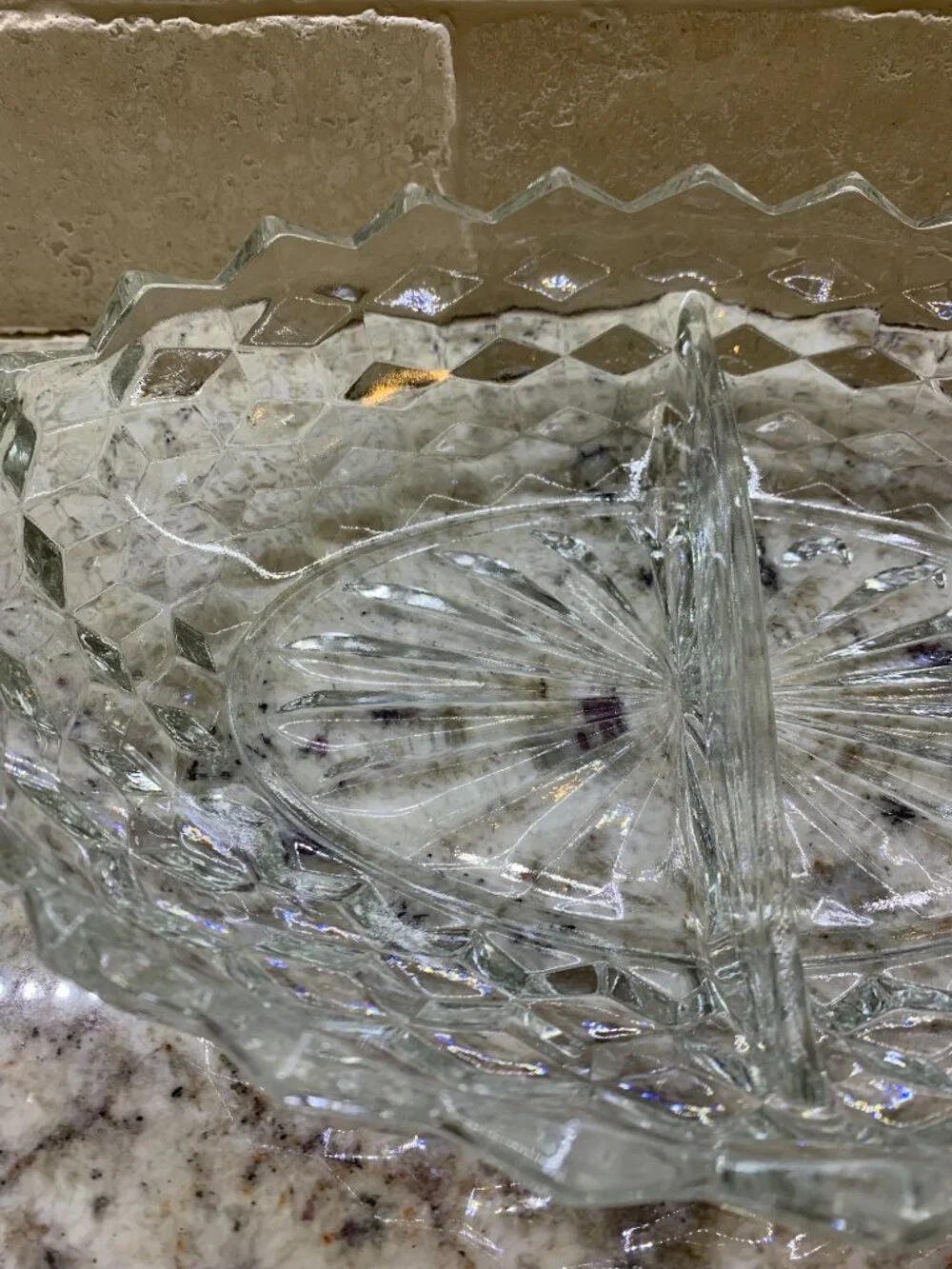 Vintage Fostoria American 2-part divided oval relish dish